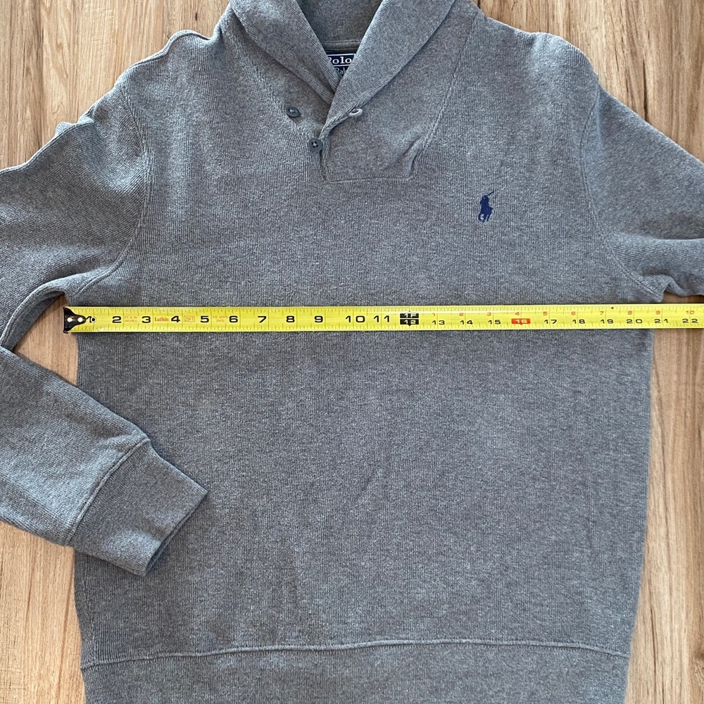 POLO RALPH LAUREN LUXURY JERSEY SHAWL-COLLAR PULLOVER GRAY MENS SZ Medium - Picture 8 of 9